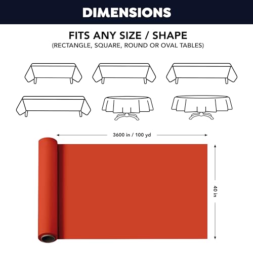 Party Essentials 1403RD Red Banquet Roll Tablecover 300x40
