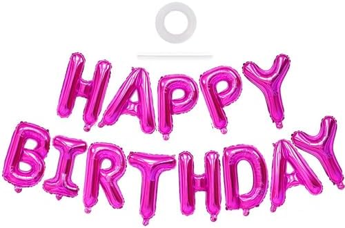 Hot Pink Happy Birthday Balloons Banner for Parties
