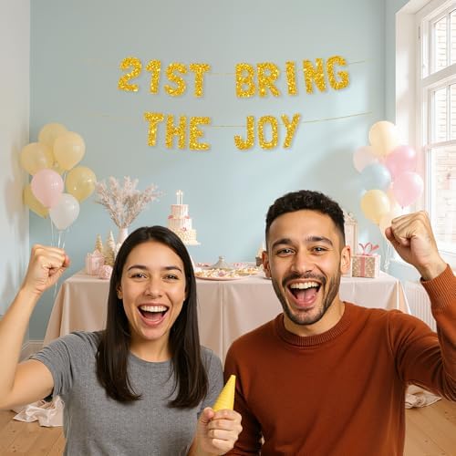 Meowoo 21st Birthday Banner Decorations Gold Glitter Letters