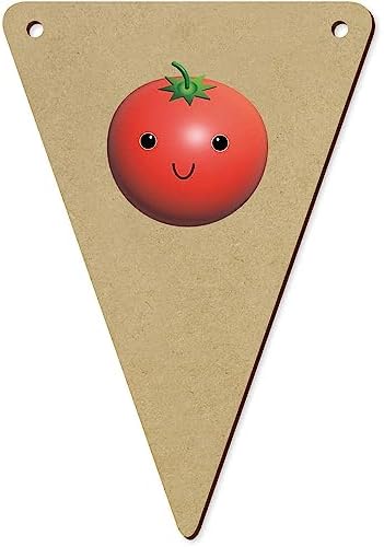5 x 140mm Cute Tomato Face Wooden Bunting Flags