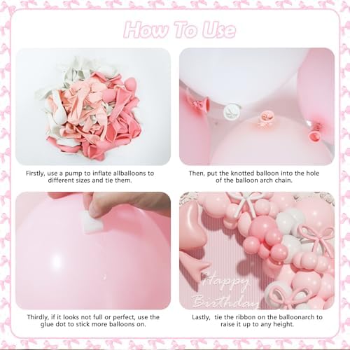Coquette Birthday Balloon Decor Kit 149 Pcs Pink White