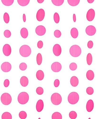 Hot Pink Paper Garland with Dots 20 Feet Total