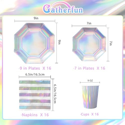 Gatherfun Iridescent Party Plates Set of 16