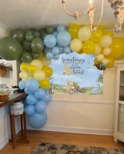 164PCS Blue Winnie Baby Shower Decorations Set