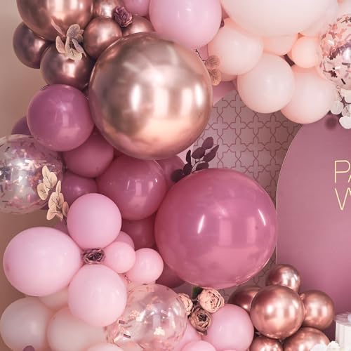 PartyWoo Pink Gold Balloon Arch Kit 140 pcs
