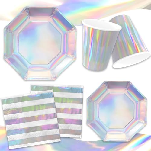 Gatherfun Iridescent Party Plates Set of 16
