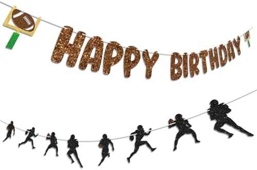 Football Birthday Banner with Glitter Letters