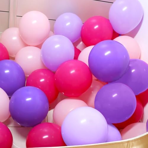 Pink Purple Balloons with Ribbon 100pcs 12 Inch Party Decorations