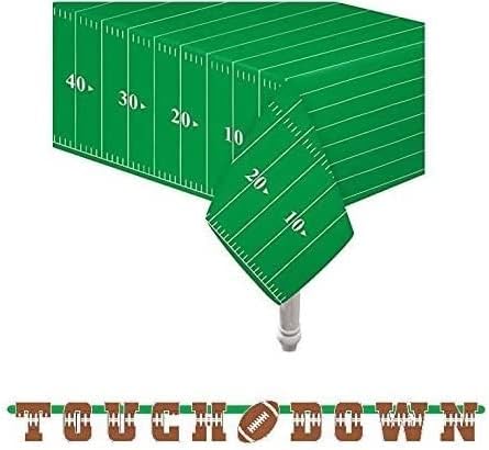 Oojami 4 Pack Football Field Table Cover and Banner Set - Green 54x78 Inches