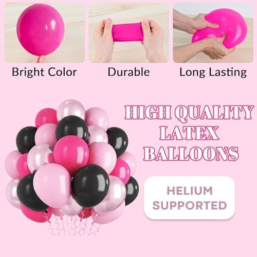 Pink and Black Balloons 60PCS Decor Set for Parties