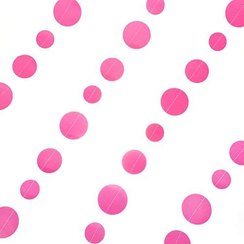 Hot Pink Paper Garland with Dots 20 Feet Total