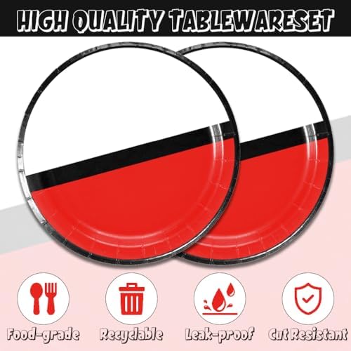 40 Pcs Red White Cartoon Party Plates Napkins