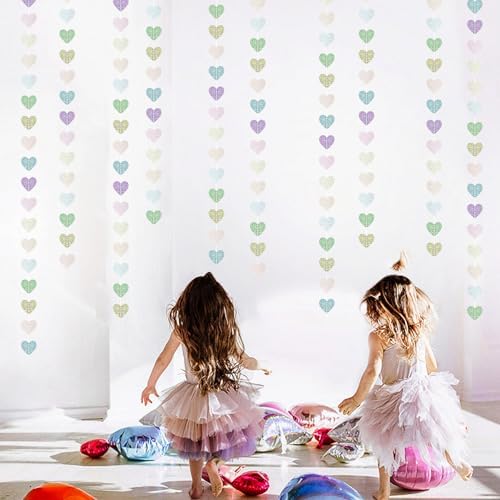 Iridescent Holographic Party Garland - 52ft Glitter Streamers Decor Kit
