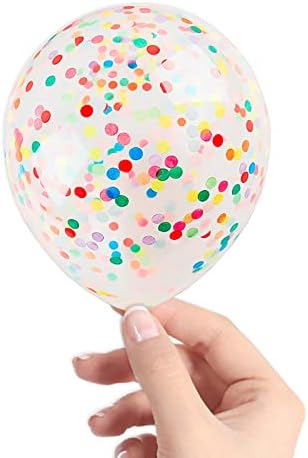Rainbow Confetti Balloons 40 Pcs 5 Inch Clear Decorations
