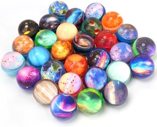 Pllieay 30PCS Galaxy Bouncy Balls Space Party Favors for Kids
