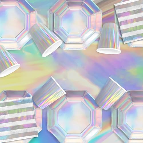 Gatherfun Iridescent Party Plates Set of 16