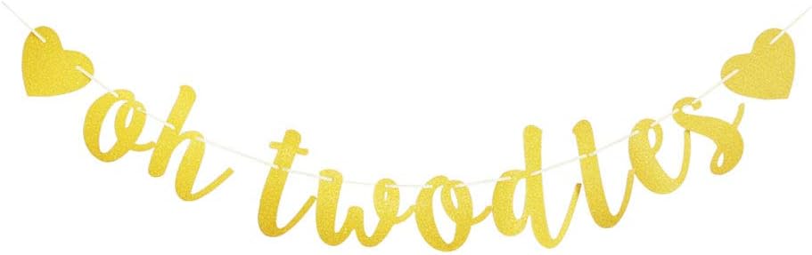 Oh Twodles Gold Hearts Banner for 2nd Birthday