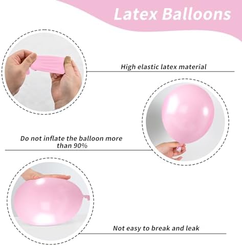 52 PCS 12 Inch Latex Balloons with Pink Confetti
