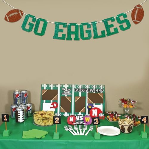 Go Eagles Banner Football Party Decor Green Glitter