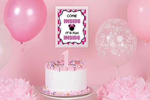 Minnie Mouse 12 Months Photo Banner with Mickey Party Signs