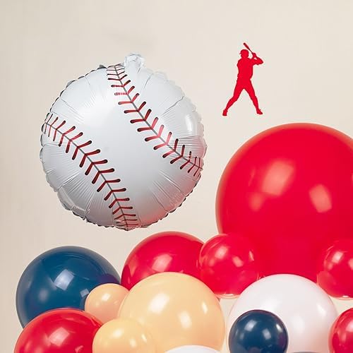 Baseball Balloon Garland Kit 126Pcs with Foil Star Balloons