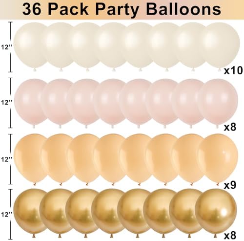 Jobkoo White Sand Gold Balloons Set