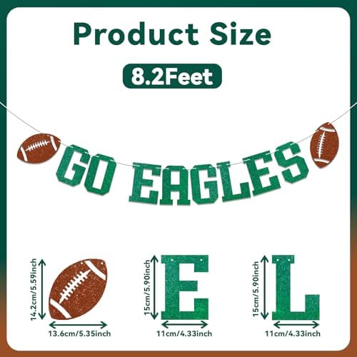 Go Eagles Banner Football Party Decor Green Glitter