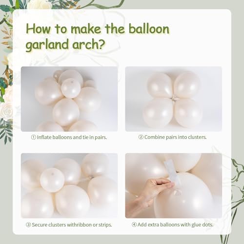 134pcs Double Stuffed Pearl White and Black Balloons Garland Arch Kit
