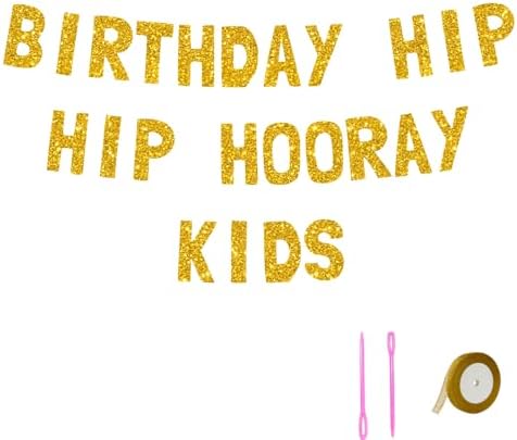 Meowoo Birthday Banner with Glittery Gold Letters