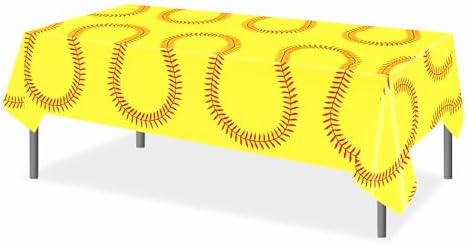 CC HOME Yellow Softball Themed Table Cover 54x87 Inch