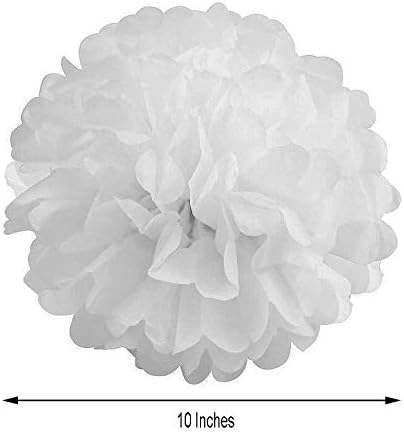 6 pcs White 10-Inch Paper Pom Poms Wedding Decor
