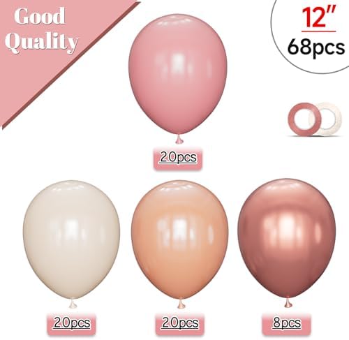 68 Pcs Retro Pink Balloons for Parties and Celebrations