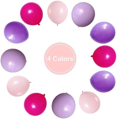 Pink Purple Balloons with Ribbon 100pcs 12 Inch Party Decorations