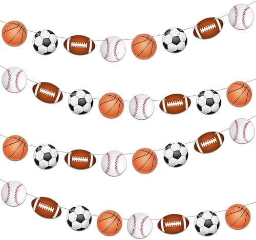 4 PCS Sports Theme Party Banners Garland Decorations