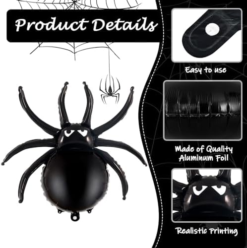 YOTHORN 6 Pcs 33 Inch Halloween Spider Balloons Foil Decorations
