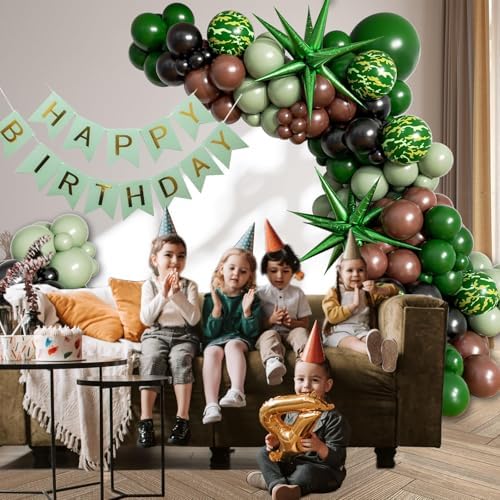 137pcs Camo Balloon Arch Kit for Jungle Birthday Decorations