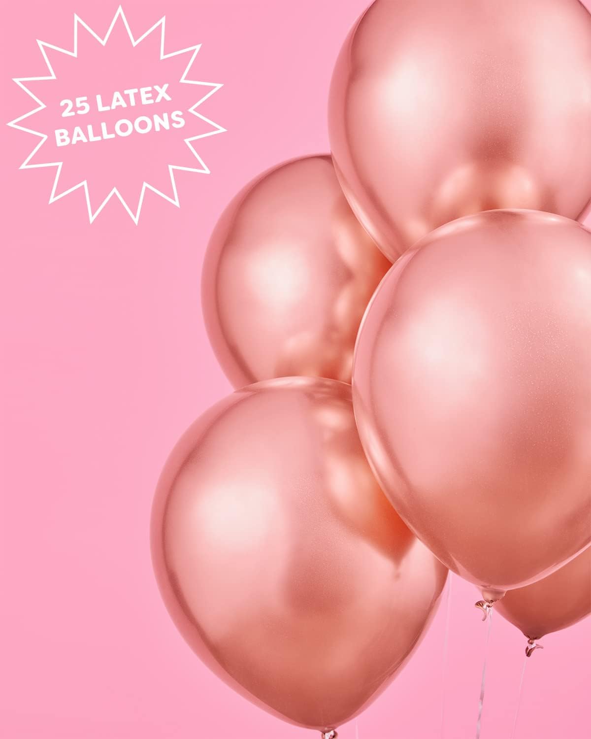 XO Fetti Rose Gold Chrome Balloons 25 Pack 12 Inch