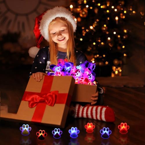 TUWUNA Paw Print LED Light Up Rings 24 Pcs Party Favors