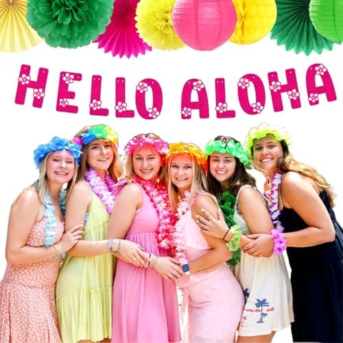 Hawaiian Aloha Flamingo Party Decorations 21pcs