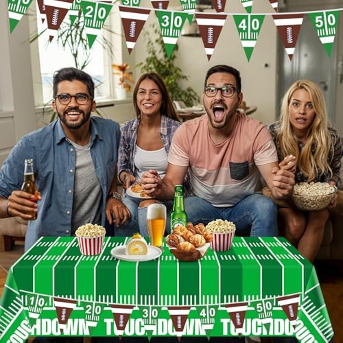 100FT Football Banner with Triangle Flags for Party Decorations