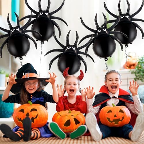 YOTHORN 6 Pcs 33 Inch Halloween Spider Balloons Foil Decorations