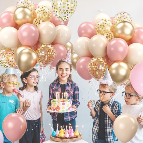 FEYG Blush Pink and Gold Balloons Set
