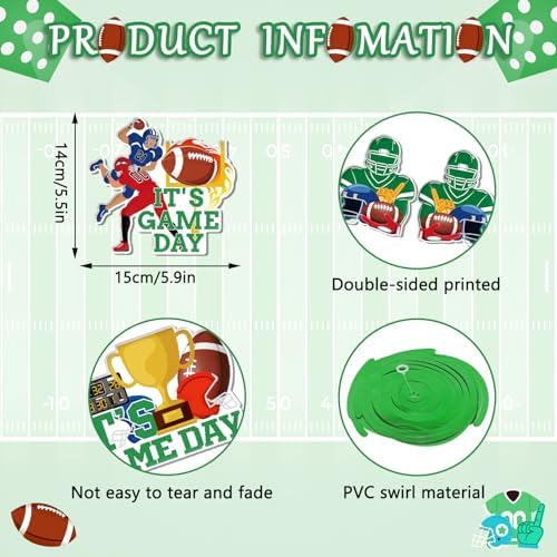 Super Football Party Decorations 2025 Game Day Banner Hanging Swirls
