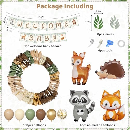 167Pcs Woodland Animals Baby Shower Decorations