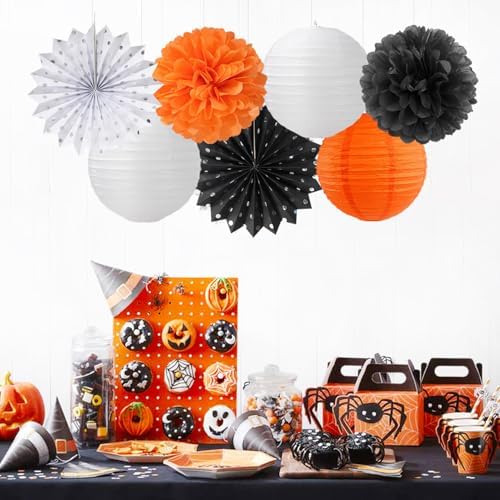 Burgleda Orange Black White Party Decorations Kit 20PCS
