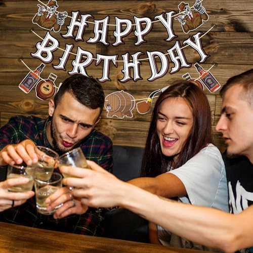 Qttier Whiskey Birthday Banner 30th 40th 50th