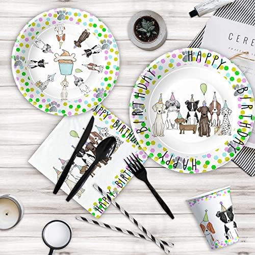 Xigejob Puppy Dog Party Supplies Set for 24 Guests