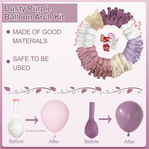 Amandir 173Pcs Dusty Purple Balloon Arch Kit