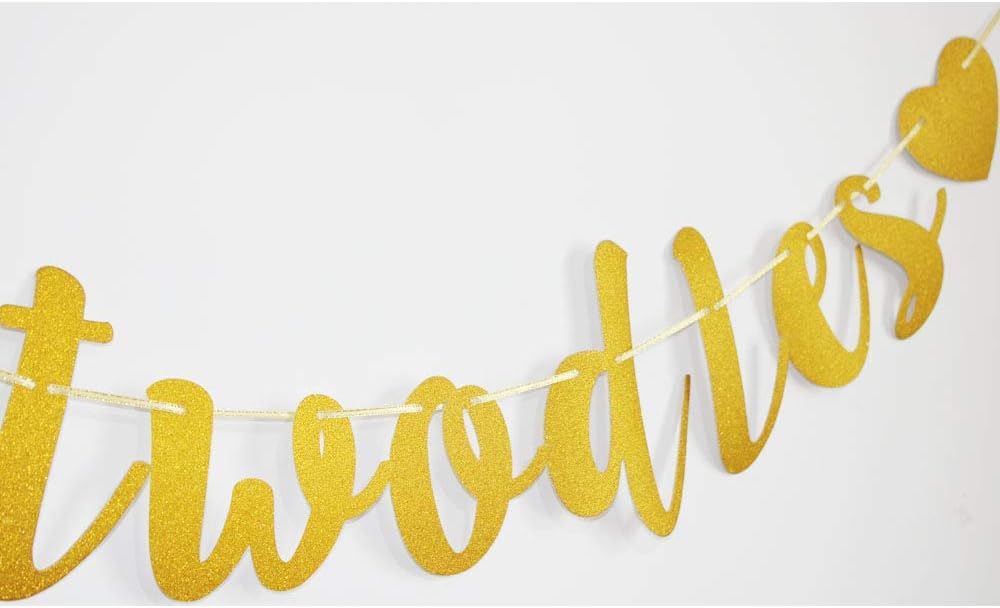 Oh Twodles Gold Hearts Banner for 2nd Birthday