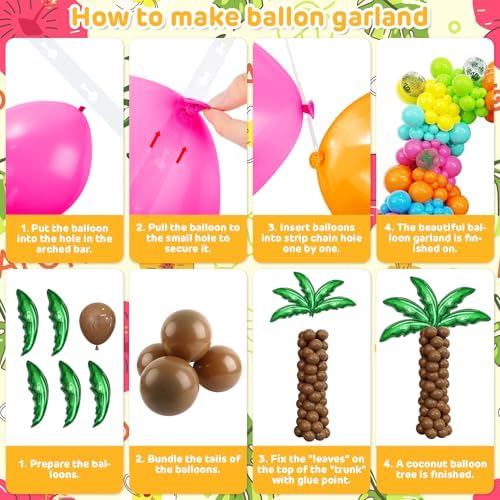 Amandir Tropical Beach Luau Balloon Garland Arch Kit for Summer Birthday Parties